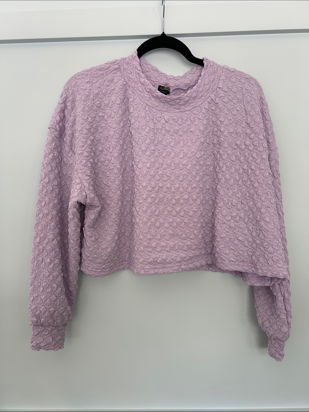 Lilac Textured Cropped Pullover Sweatshirt - Women